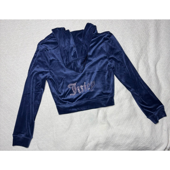 NWT Juicy Couture OG Bling Atlantis Navy Velour Jacket & Pants Tracksuit Size L - Picture 11 of 11